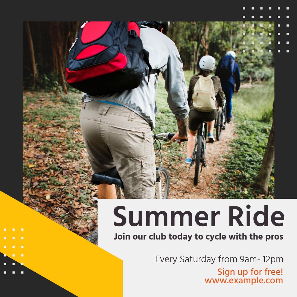 Summer ride Instagram post template, editable text