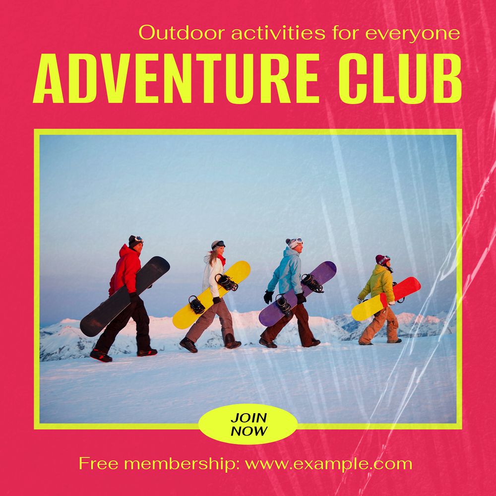 Adventure club Instagram post template, editable text