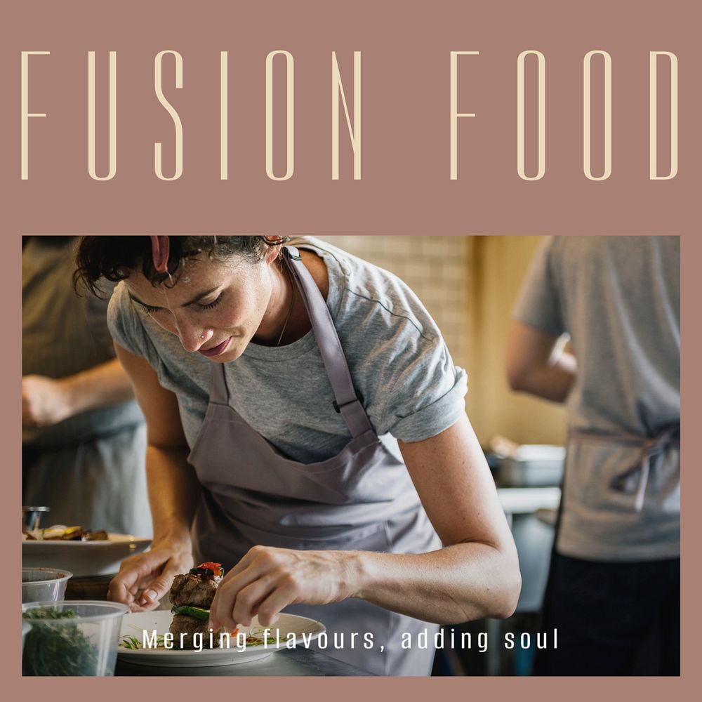 Fusion food Instagram post template, editable text