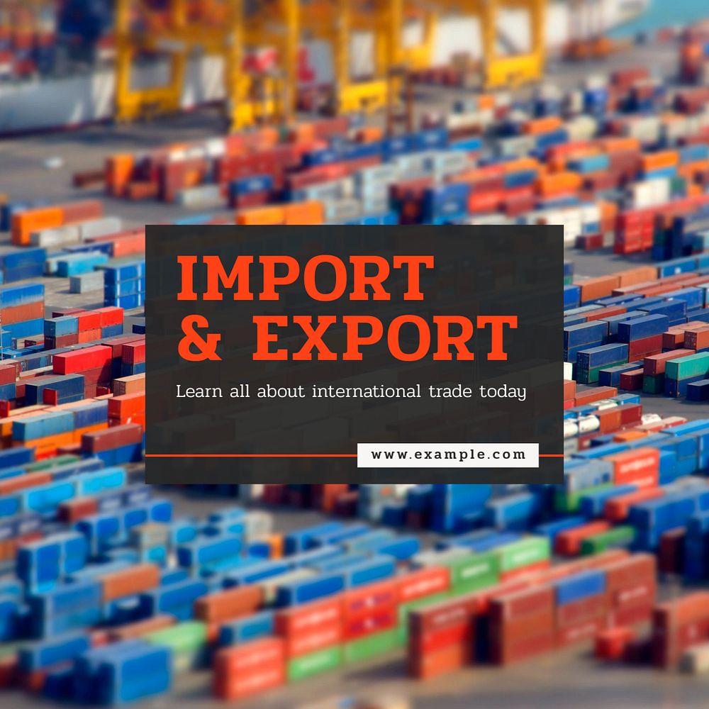 Import & export trade Instagram post template, editable text