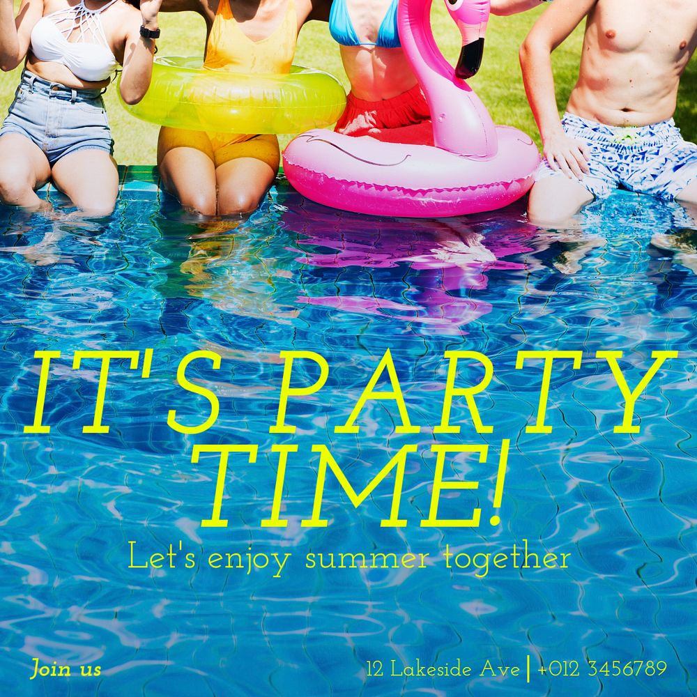 Party time Instagram post template, editable text