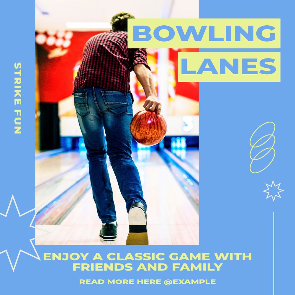 Bowling Instagram post template, editable text