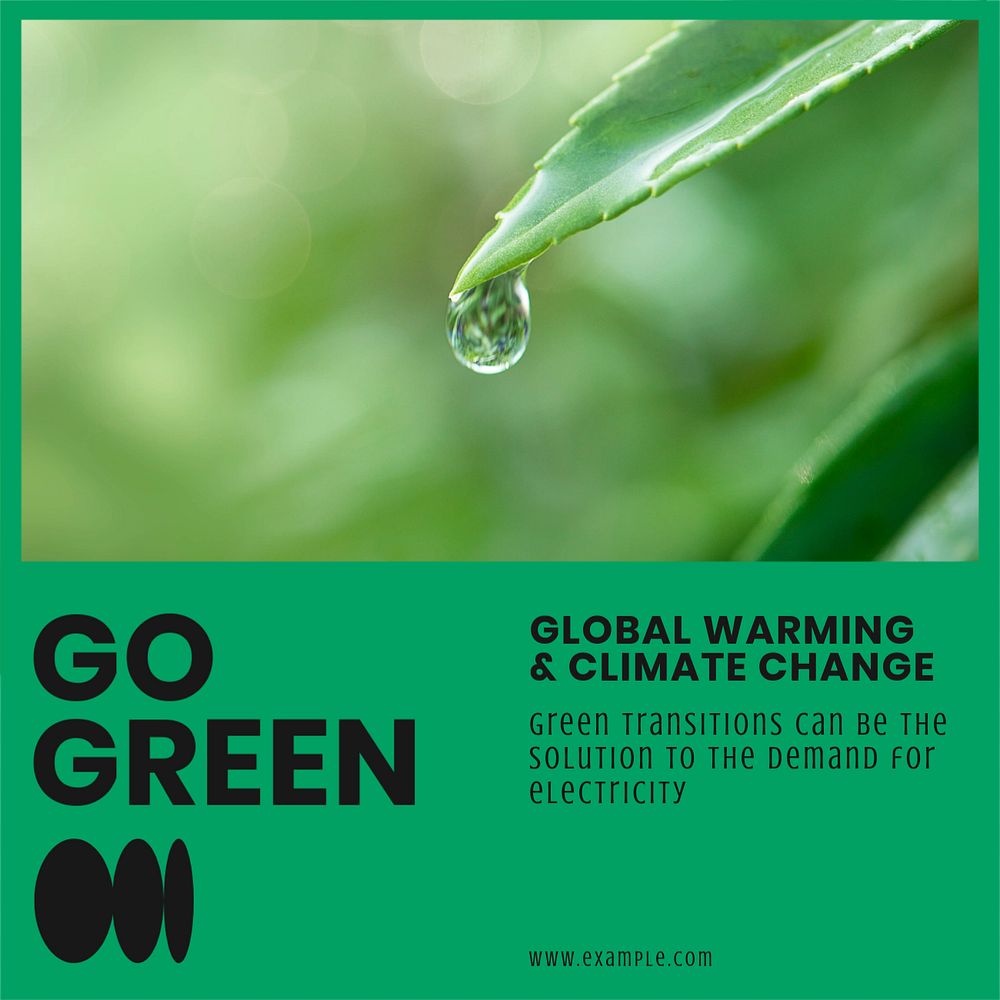 Go green Instagram post template, editable text