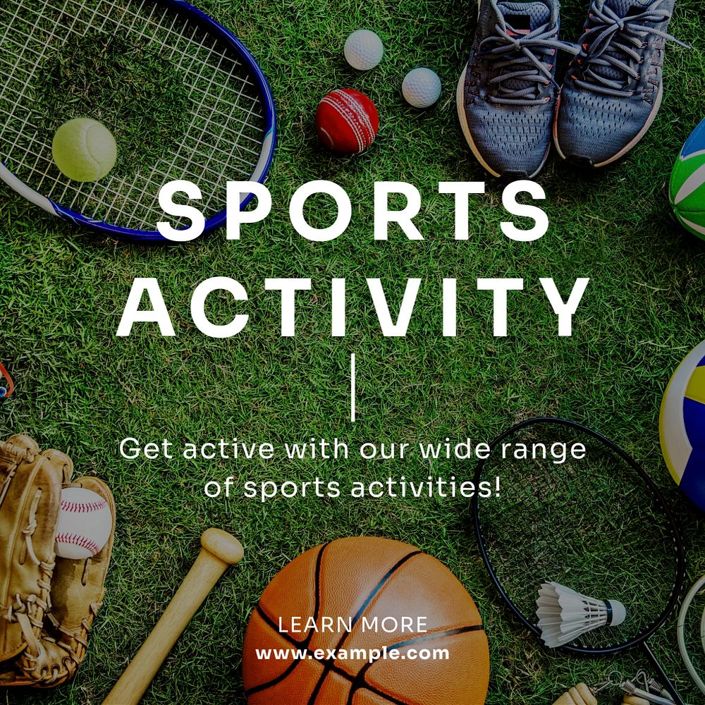 Sports activity Instagram post template, editable text