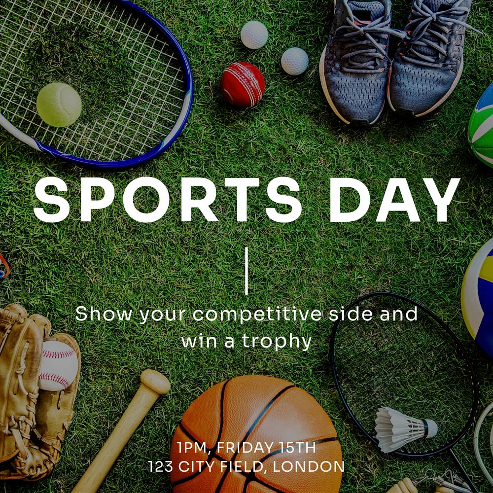 Sports day Instagram post template, editable text