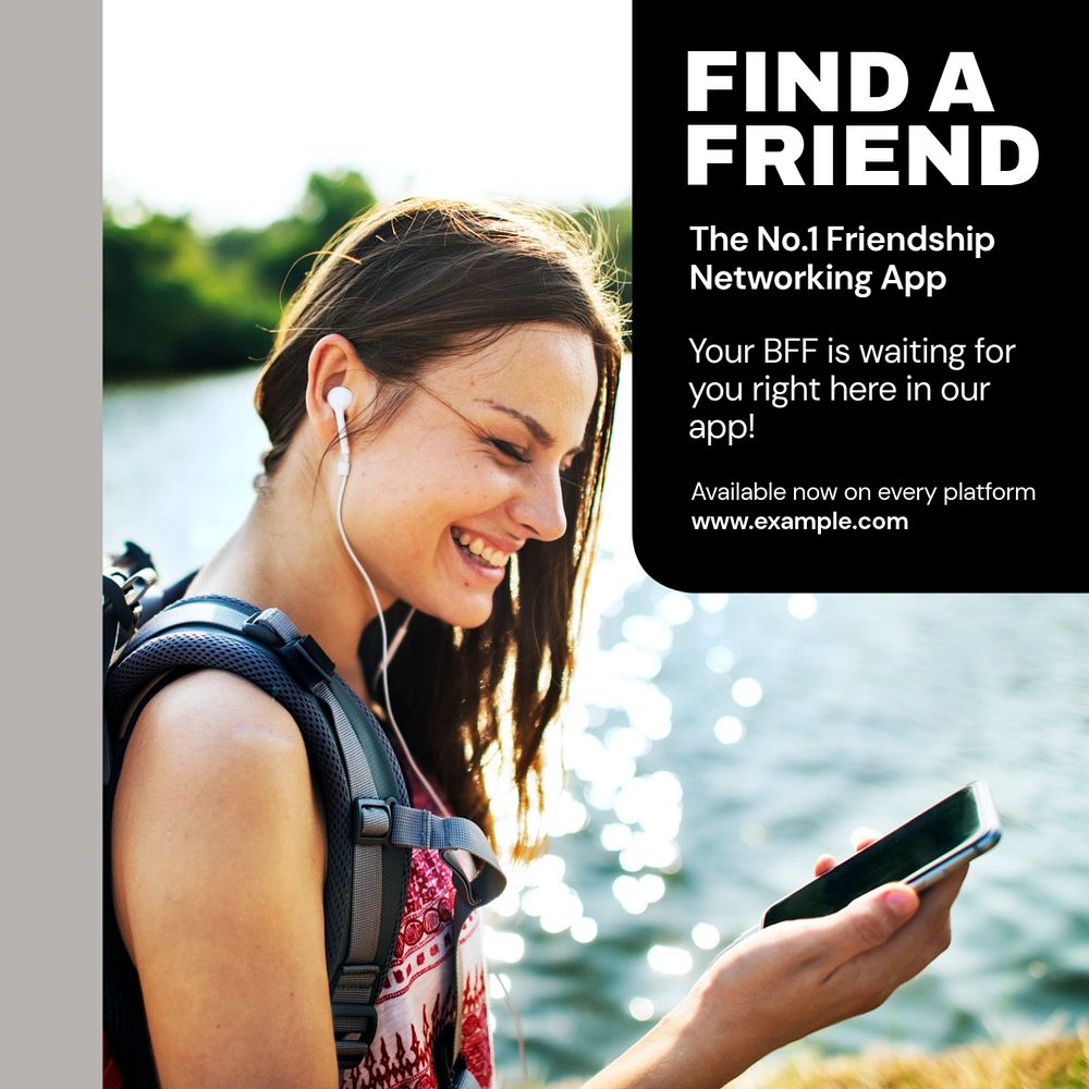 Find a friend Instagram post template, editable text