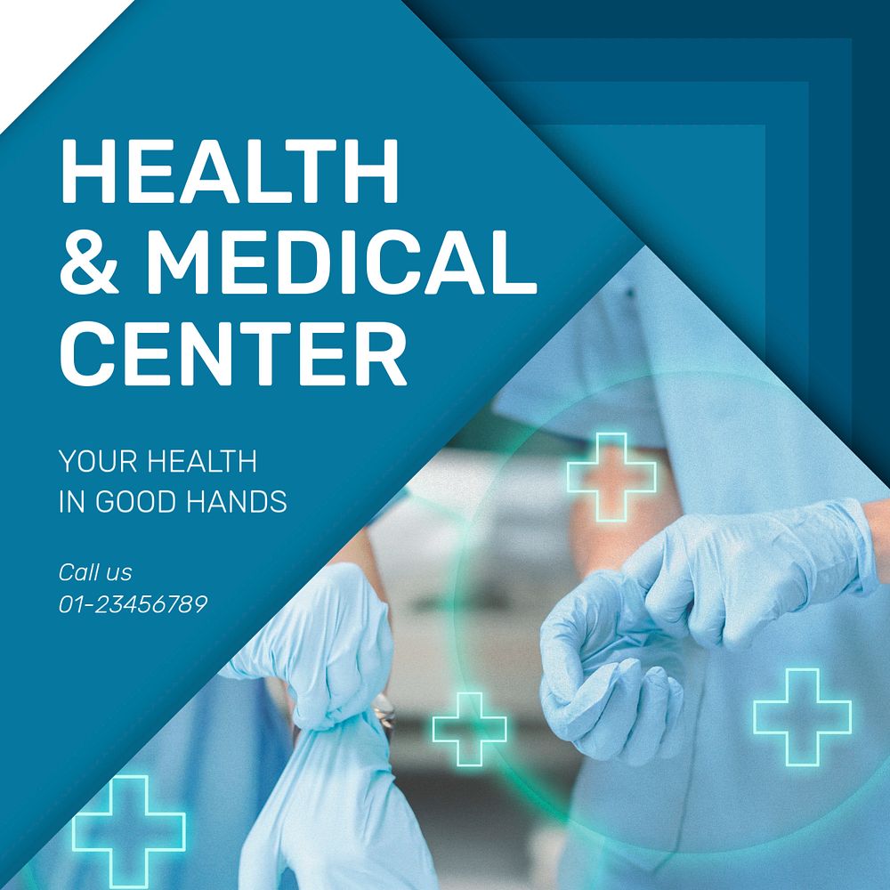 Health & medical center Instagram post template, editable text