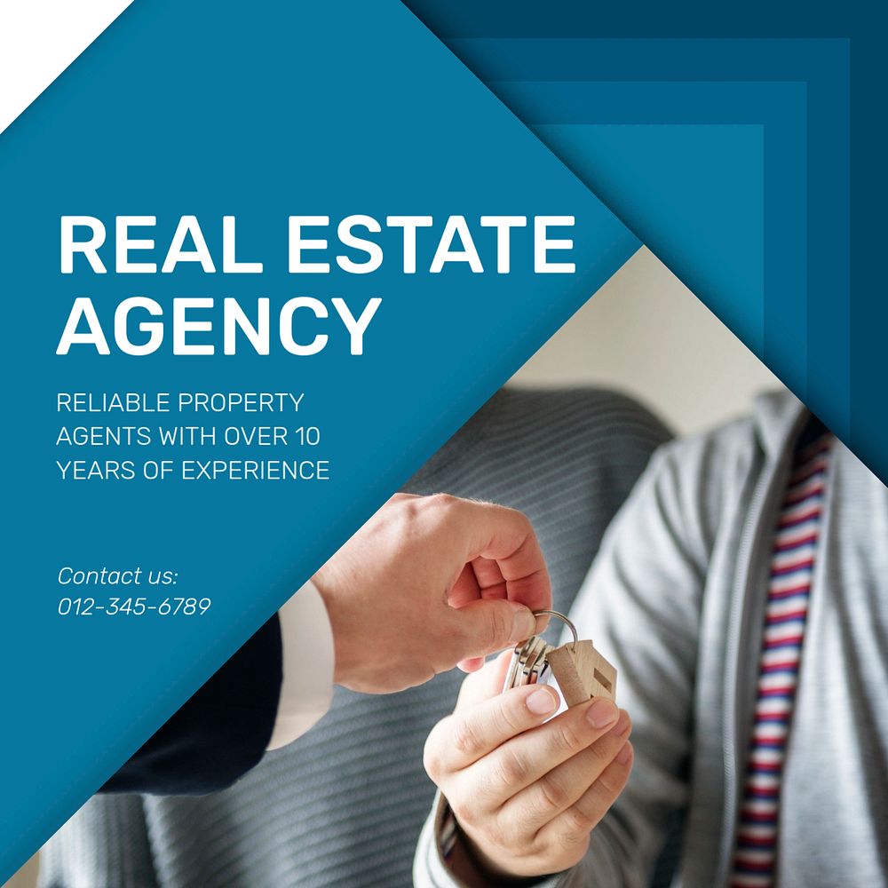 Real estate agency Instagram post template, editable text