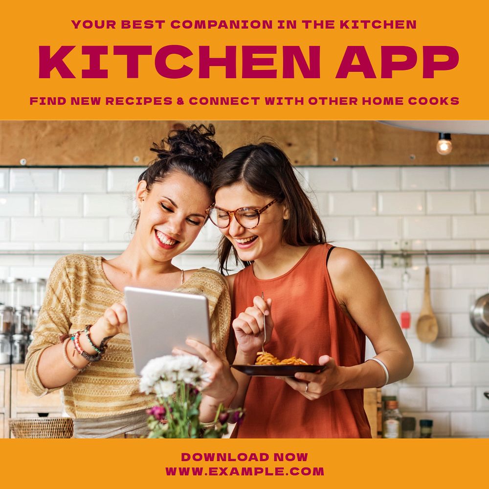 Kitchen app Instagram post template, editable text