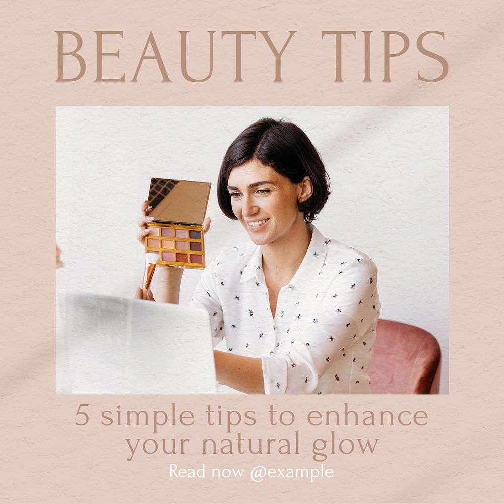 Beauty tips Instagram post template, editable text