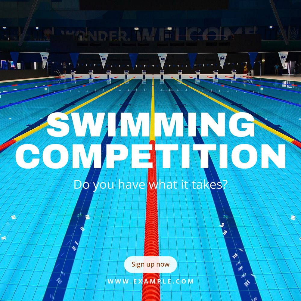 Swimming competition Instagram post template, editable text