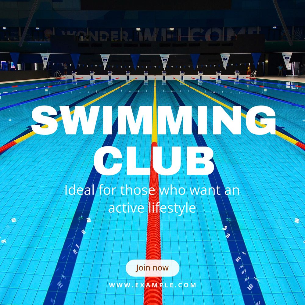 Swimming club Instagram post template, editable text