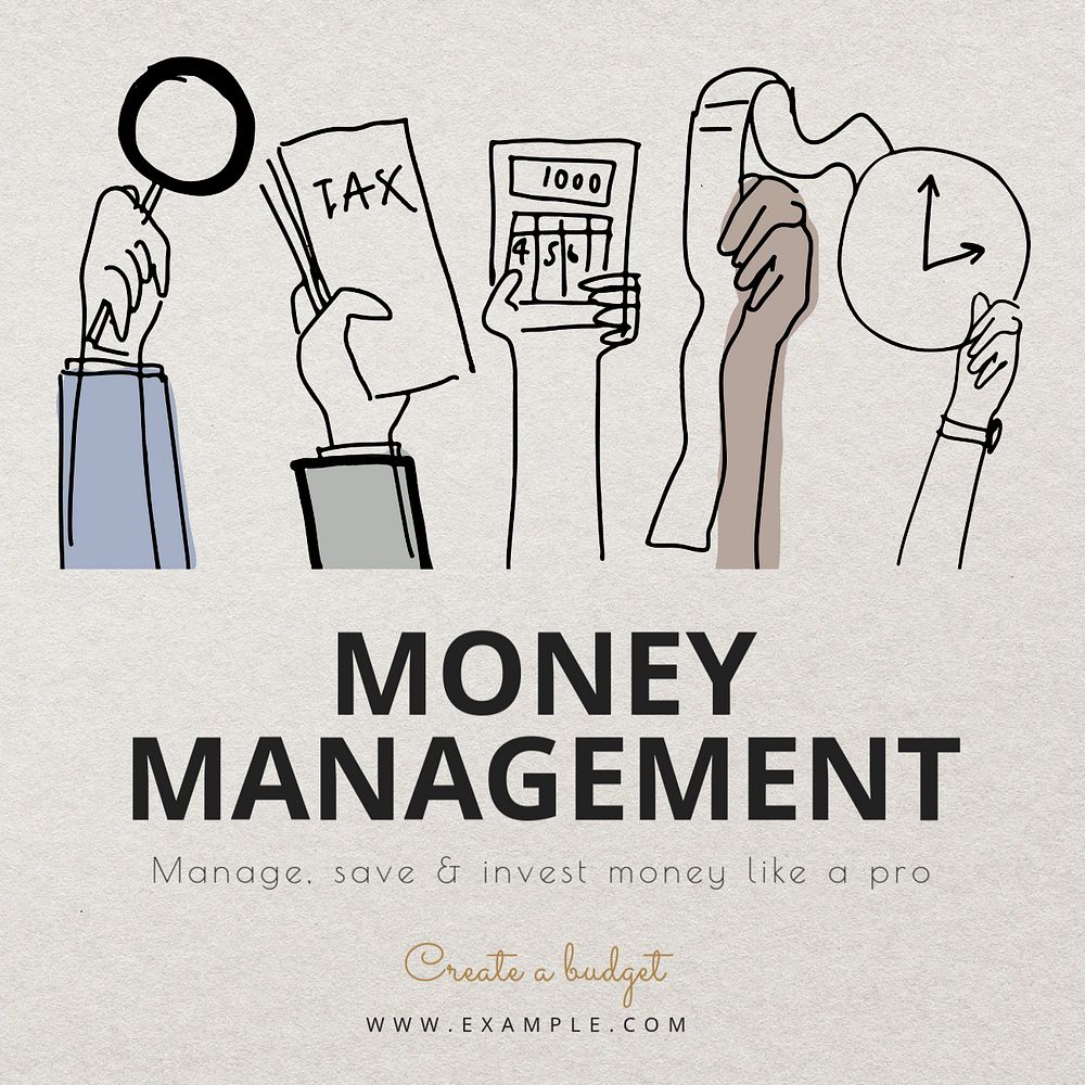 Money management Instagram post template, editable text