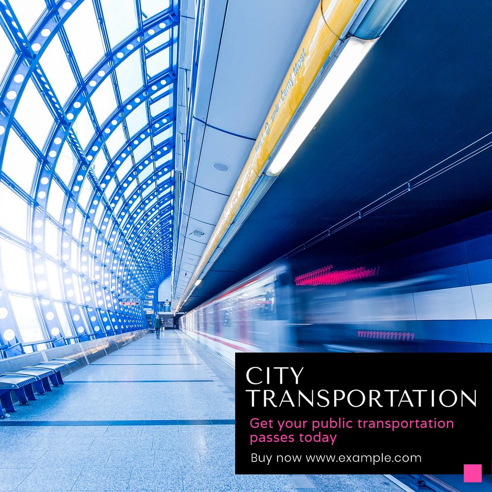 City transporation Instagram post template, editable text