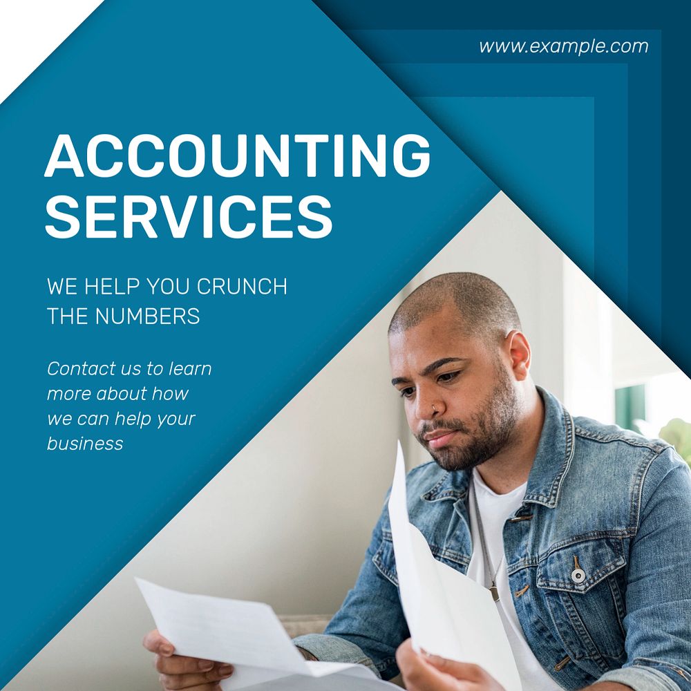 Accounting services Instagram post template, editable text