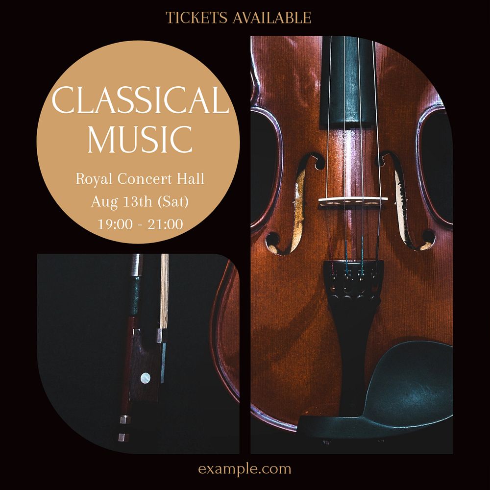 Classical music concert Instagram post template, editable text