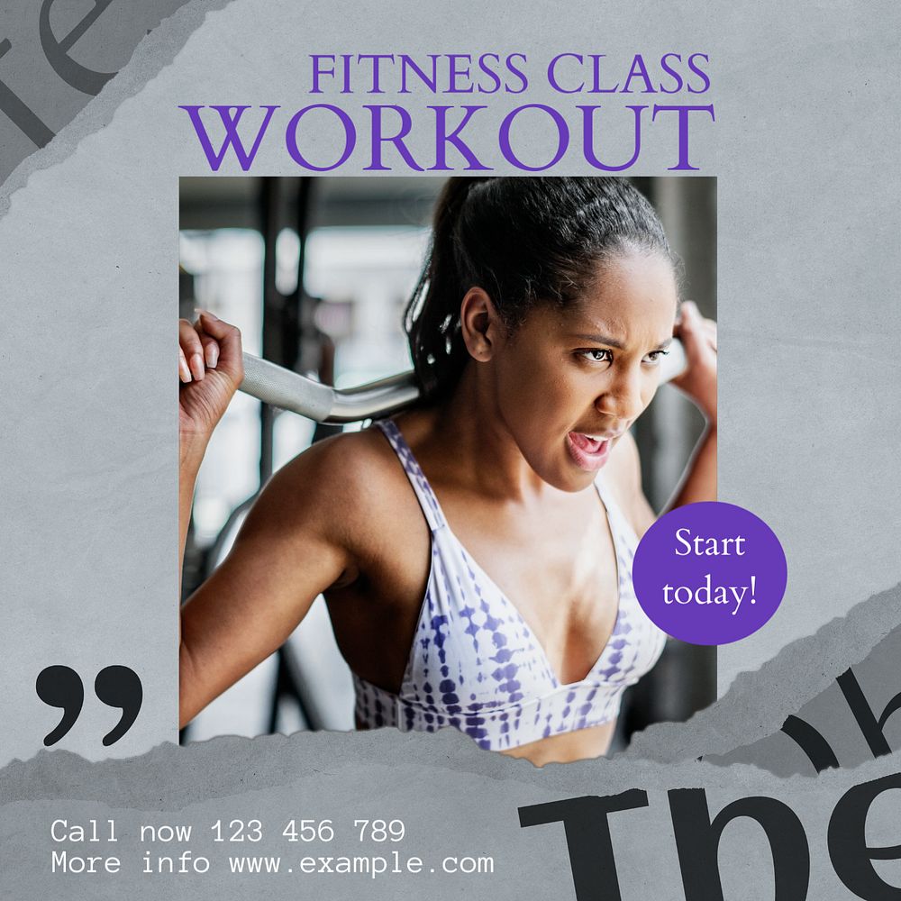 Gym Fitness Class Instagram post template, editable text