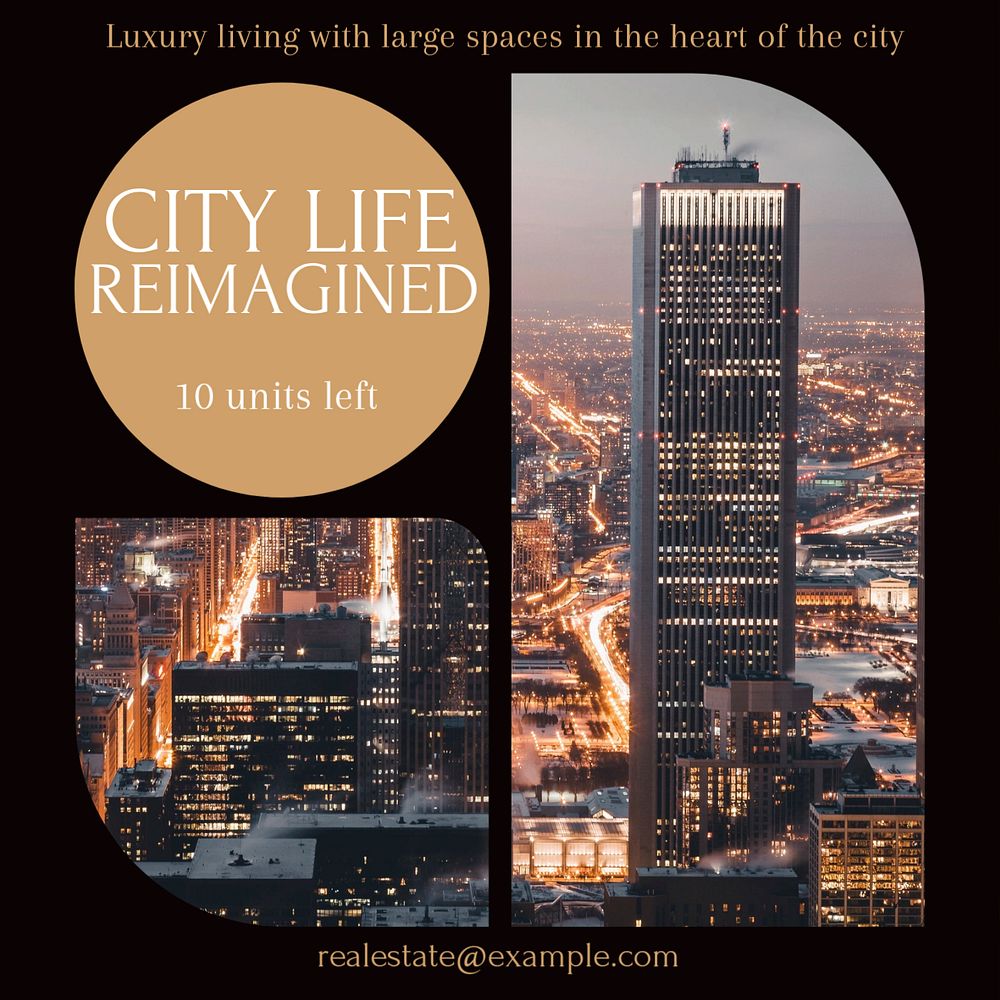 City life Instagram post template, editable text