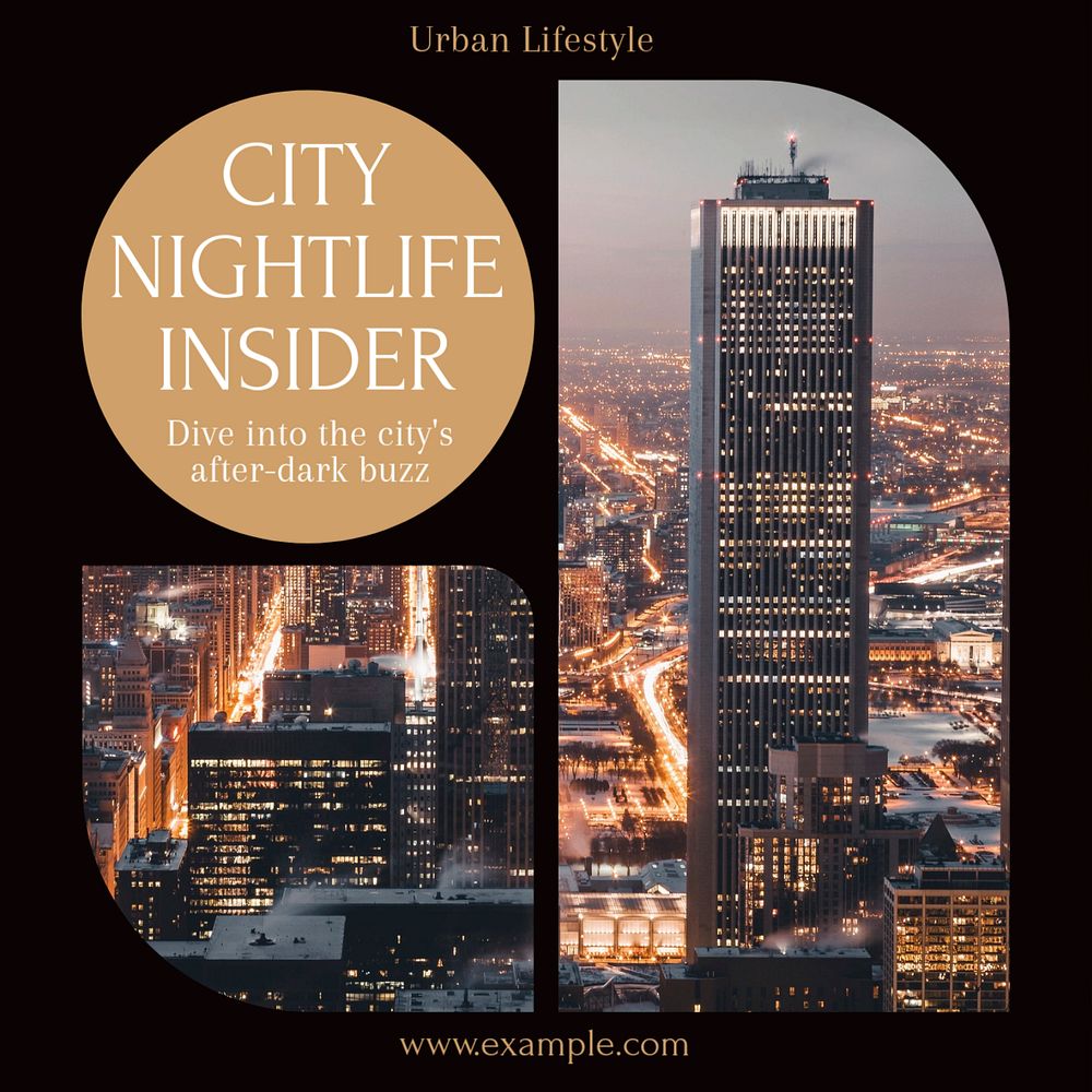 Nightlife city insider Instagram post template, editable text