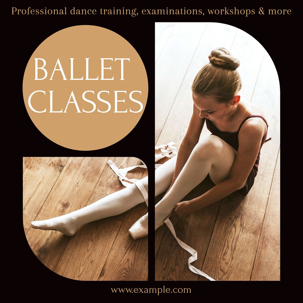 Ballet classes Instagram post template, editable text