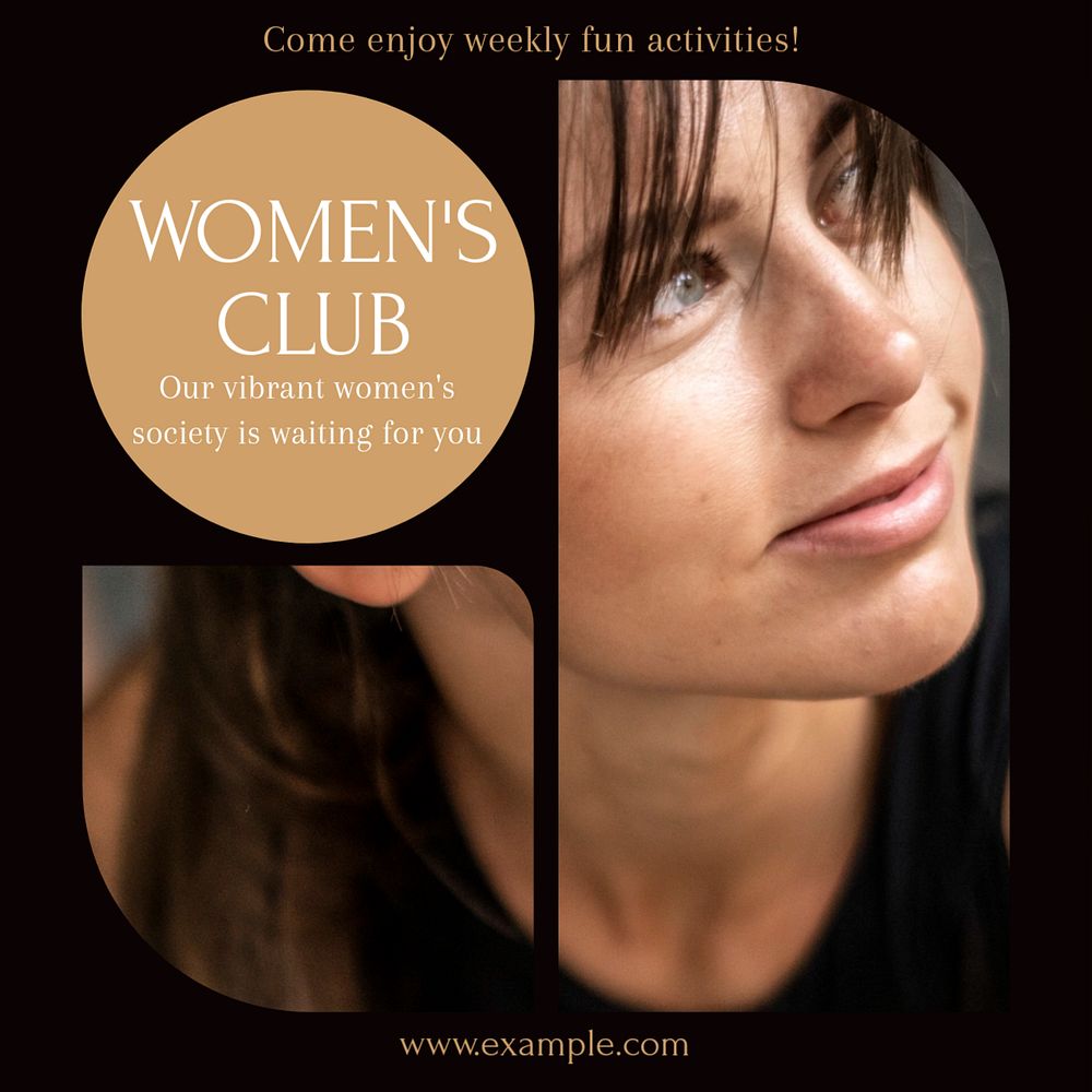 Women's club Instagram post template, editable text