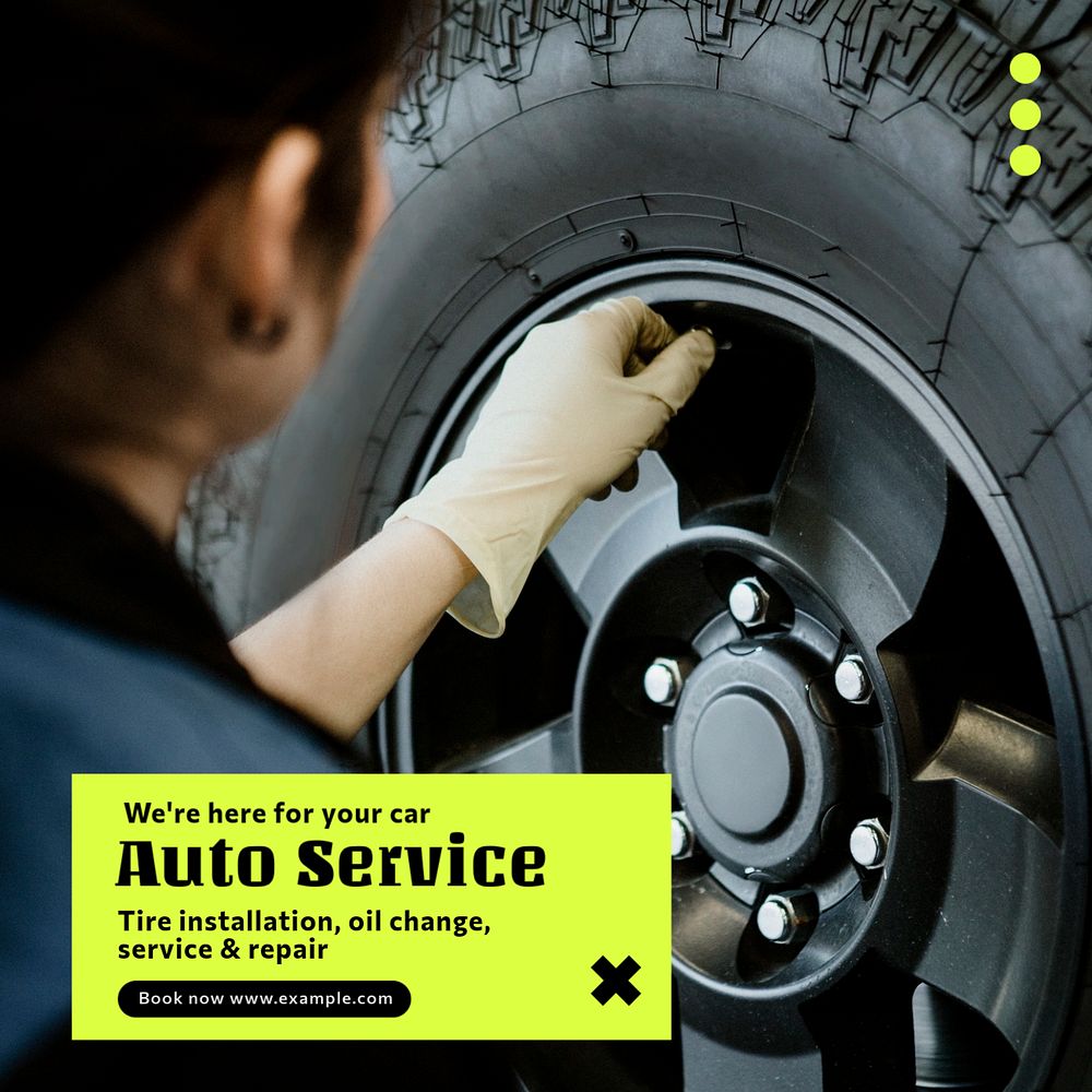 Auto service Instagram post template, editable text