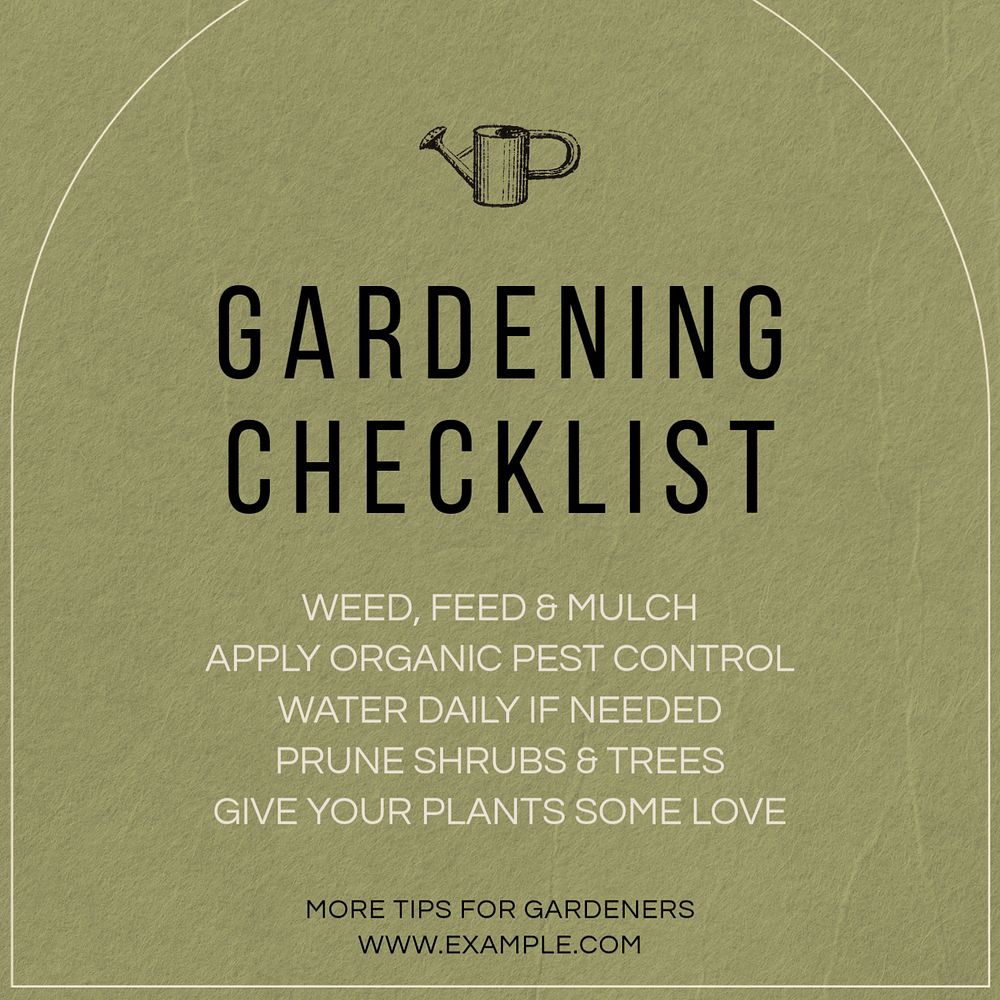 Gardening checklist Instagram post template, editable design