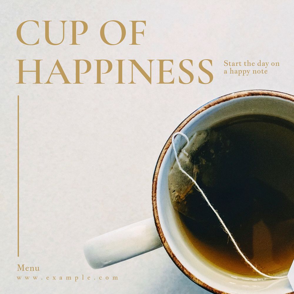 Cup of happiness Instagram post template, editable text