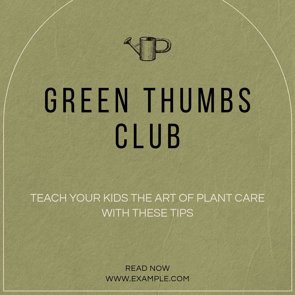 Green thumbs club Instagram post template, editable design