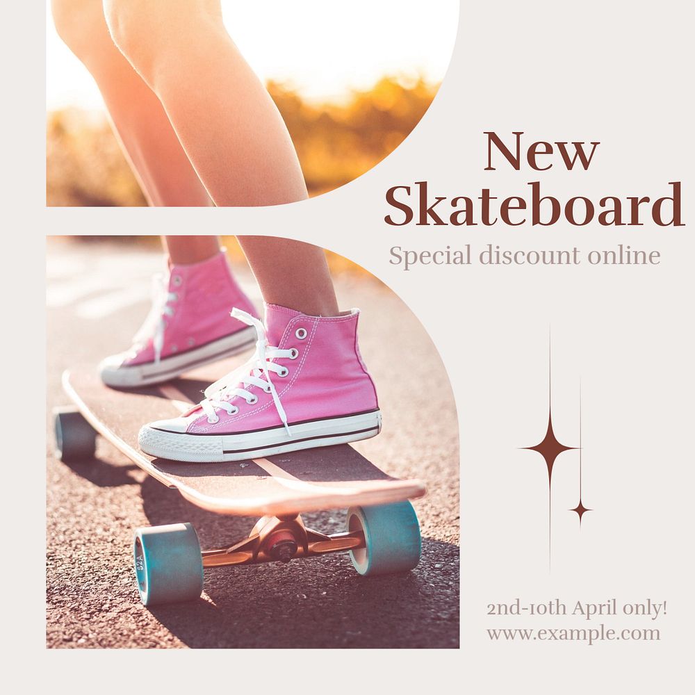 New skateboard Instagram post template, editable text