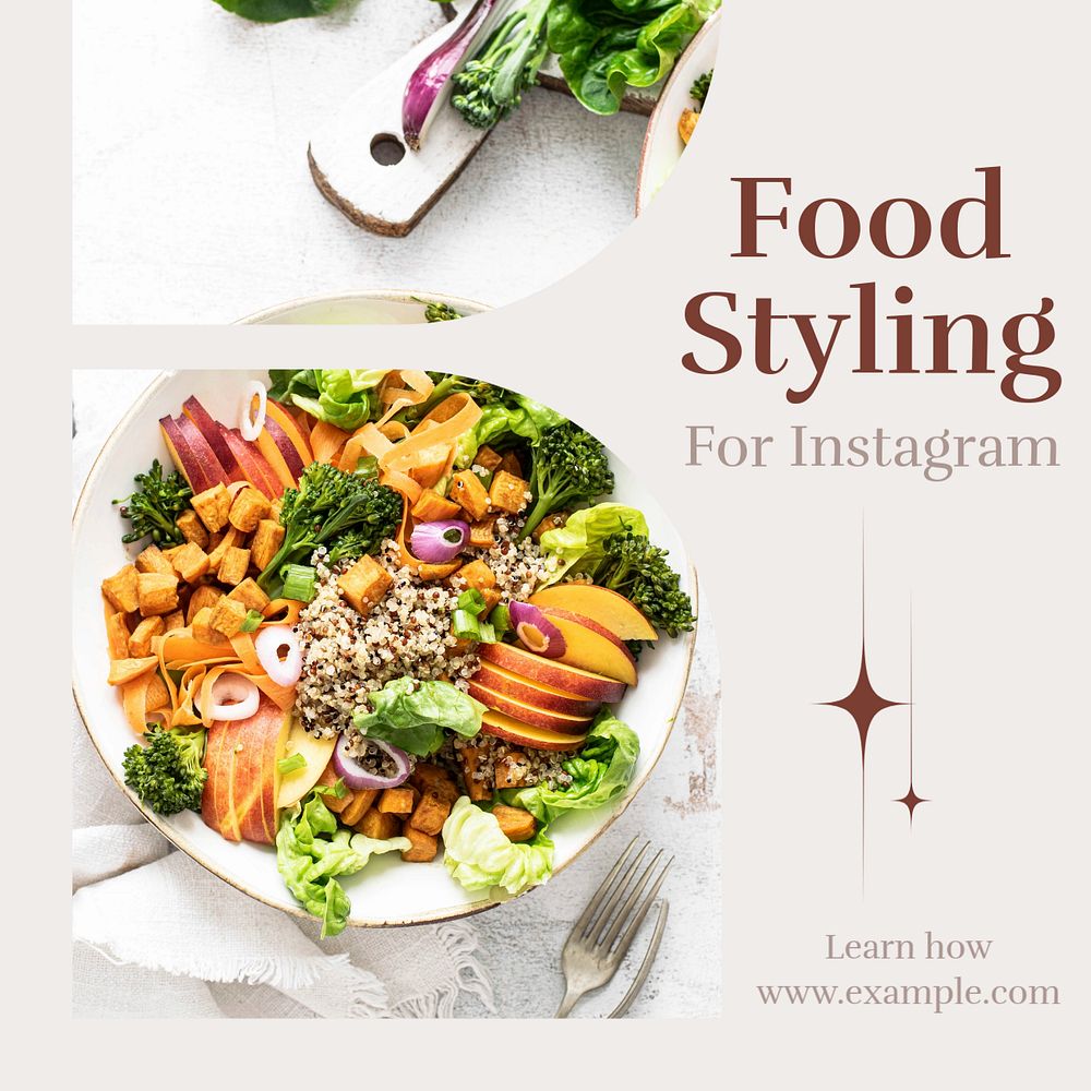 Food styling Instagram post template, editable text