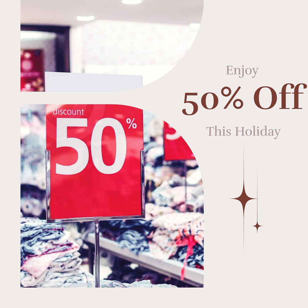 Holiday sale Instagram post template, editable text