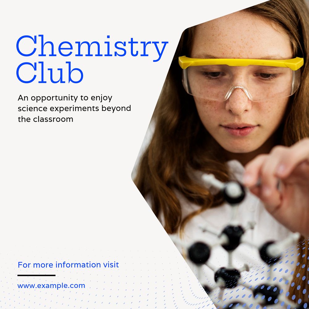 Chemistry club Instagram post template, editable text