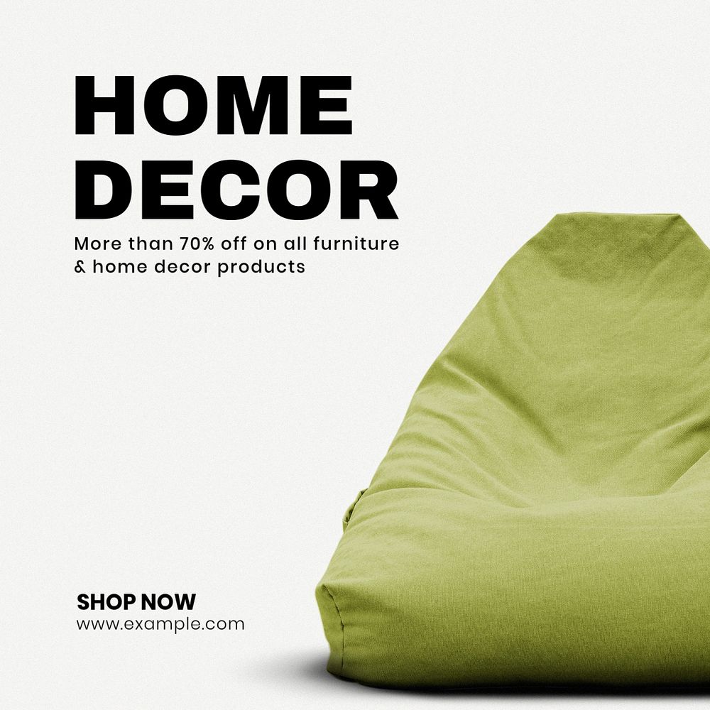 Home decor Instagram post template, editable text