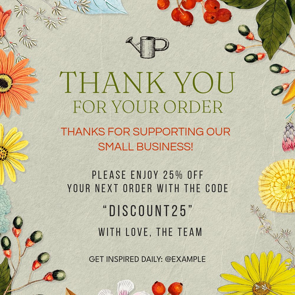 Thank you for your order Instagram post template, editable design