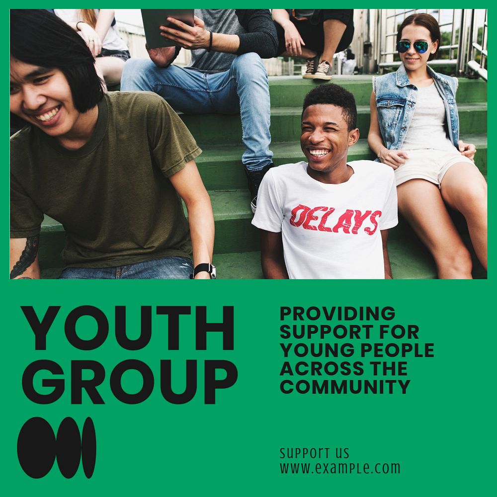 Youth group Instagram post template, editable text