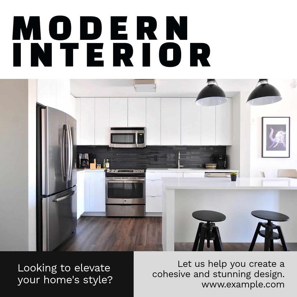 Modern interior Instagram post template, editable text