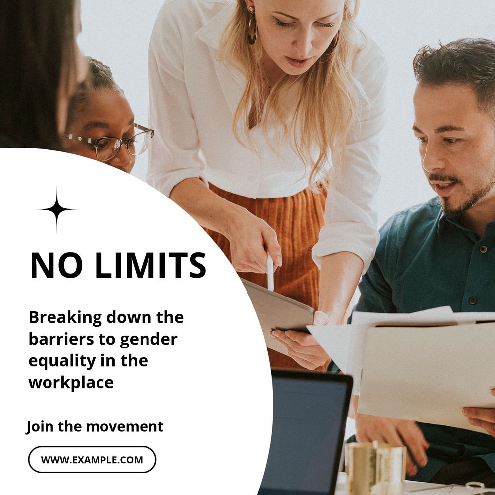 Gender equality workplace Instagram post template, editable text