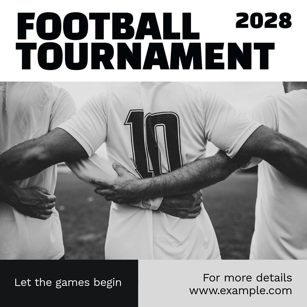 Football tournament Instagram post template, editable text