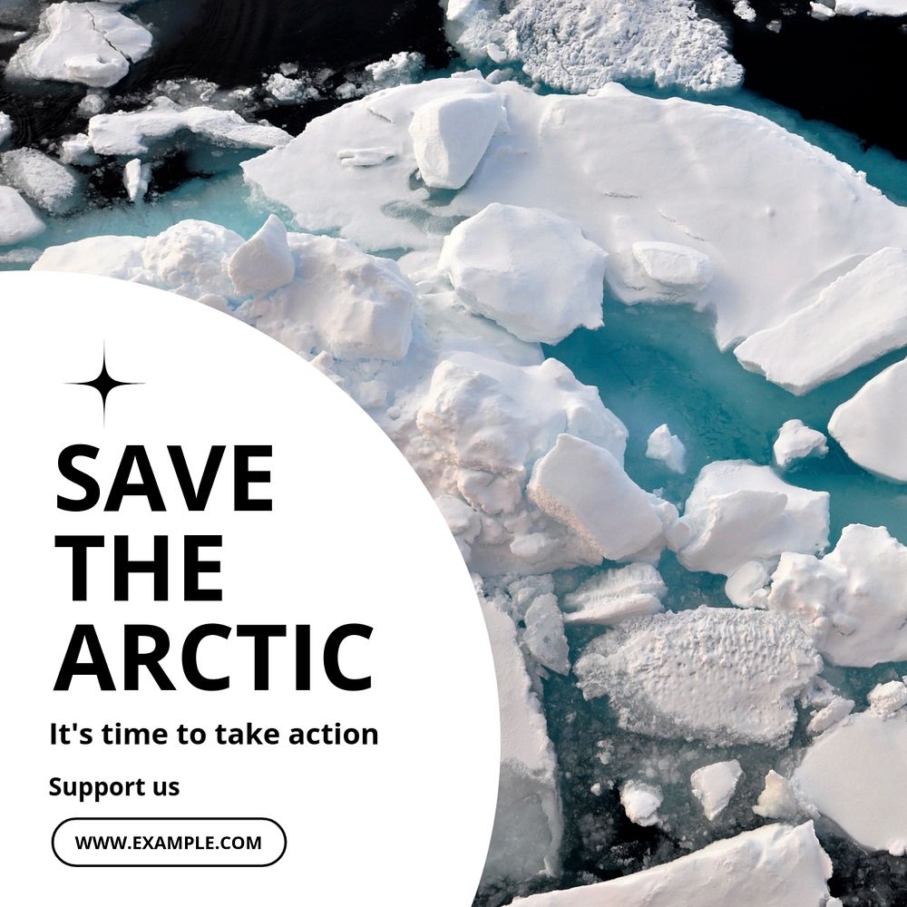 Save the Arctic Instagram post template, editable text