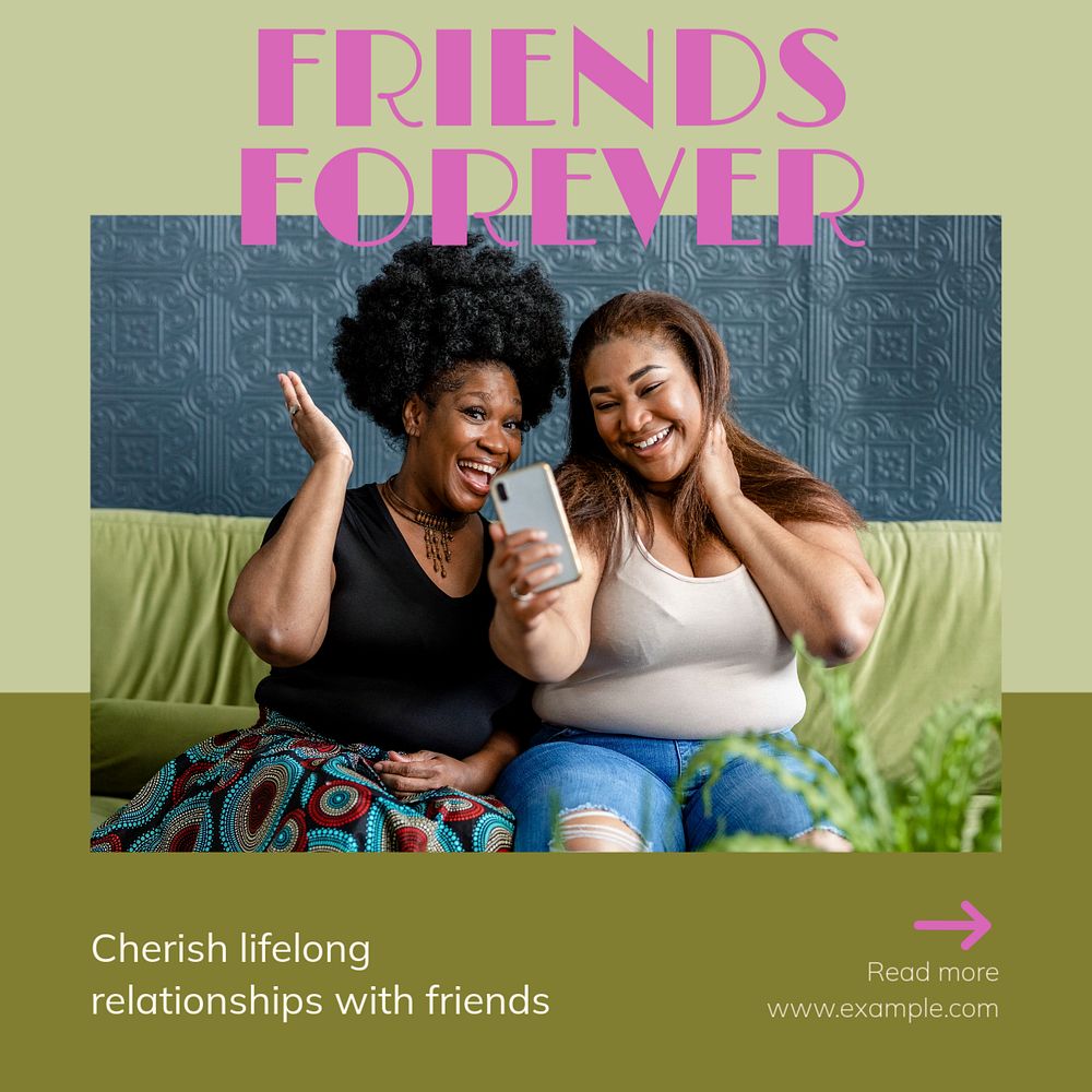 Friends forever Instagram post template, editable text