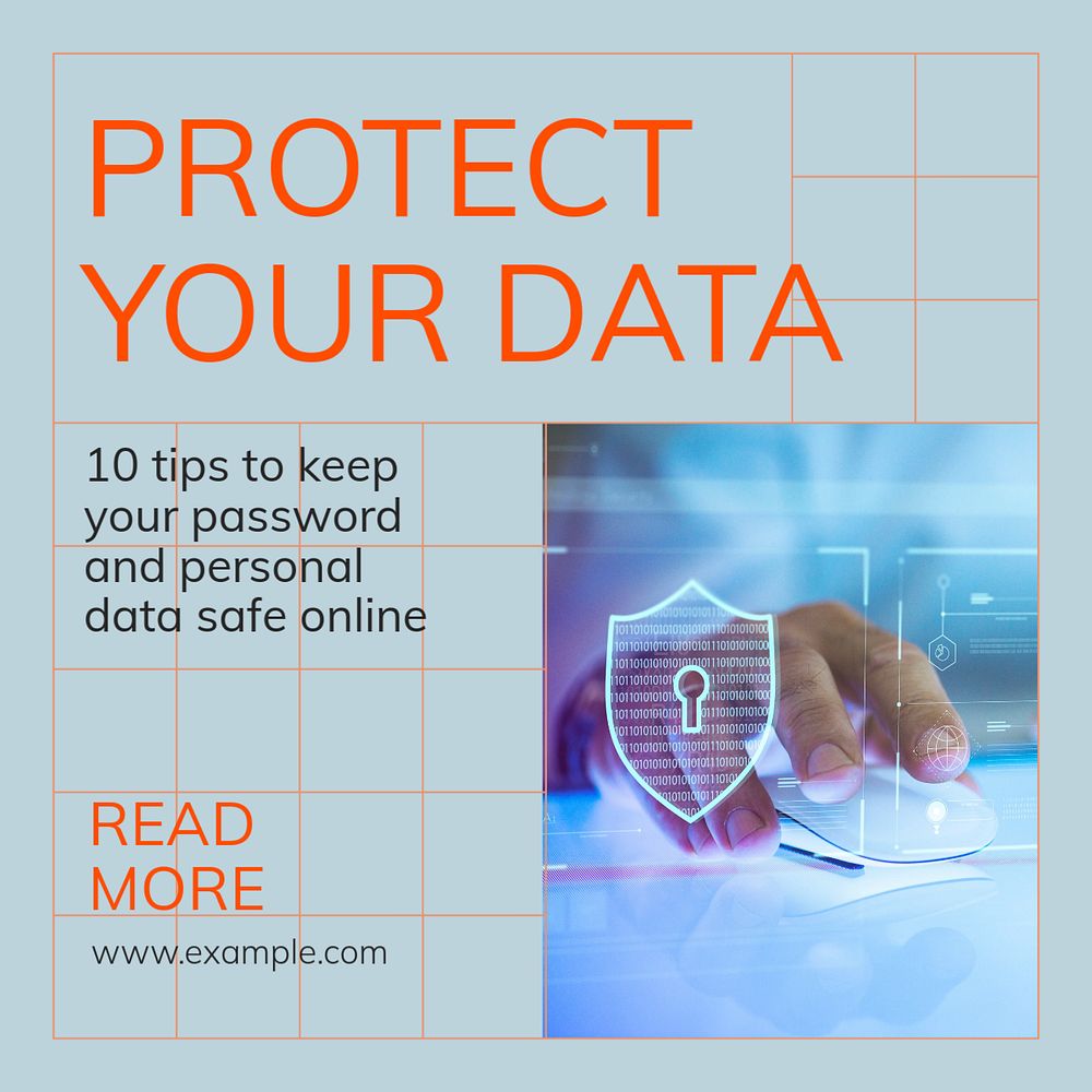 Data protection Instagram post template, editable text