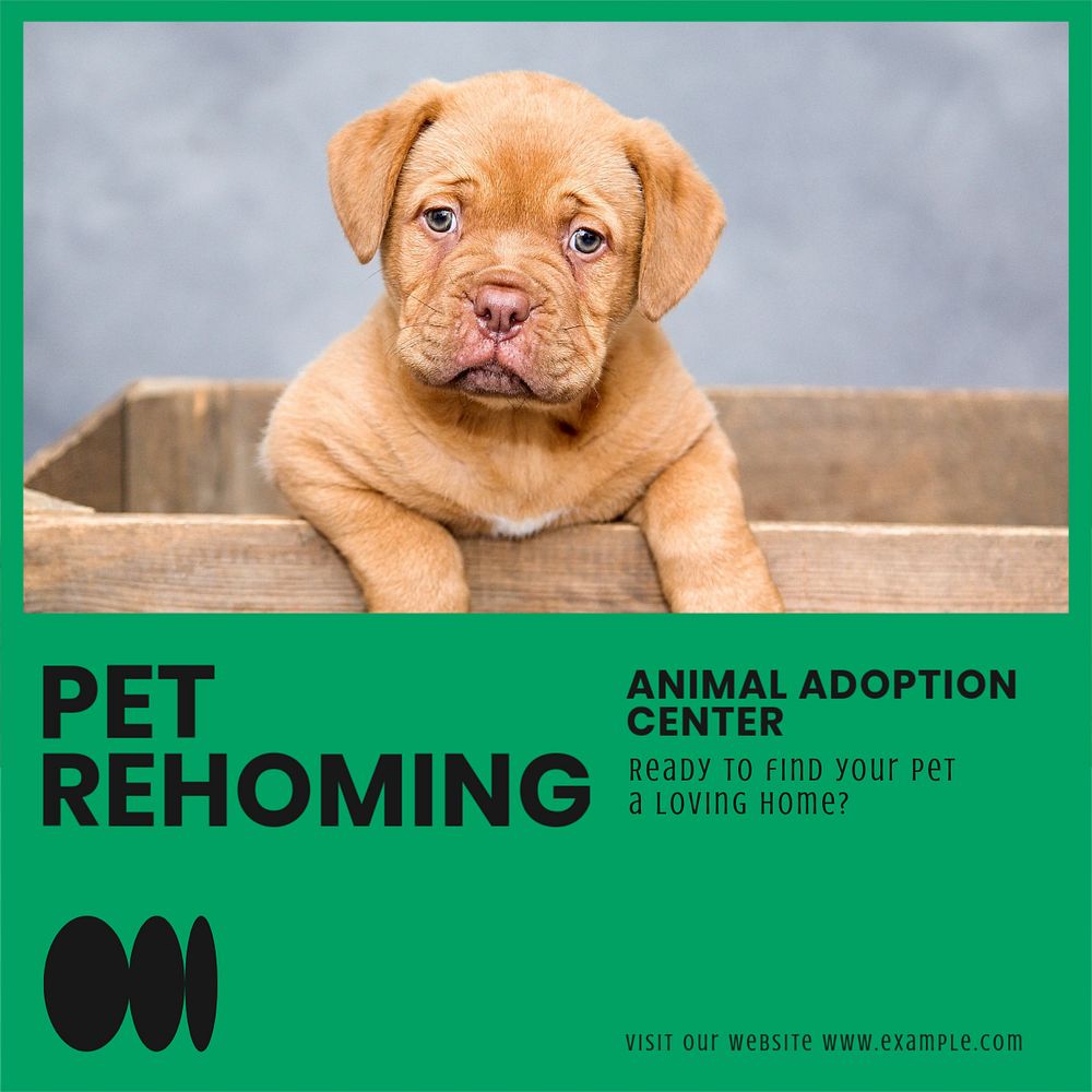 Pet adoption & rehoming Instagram post template, editable text