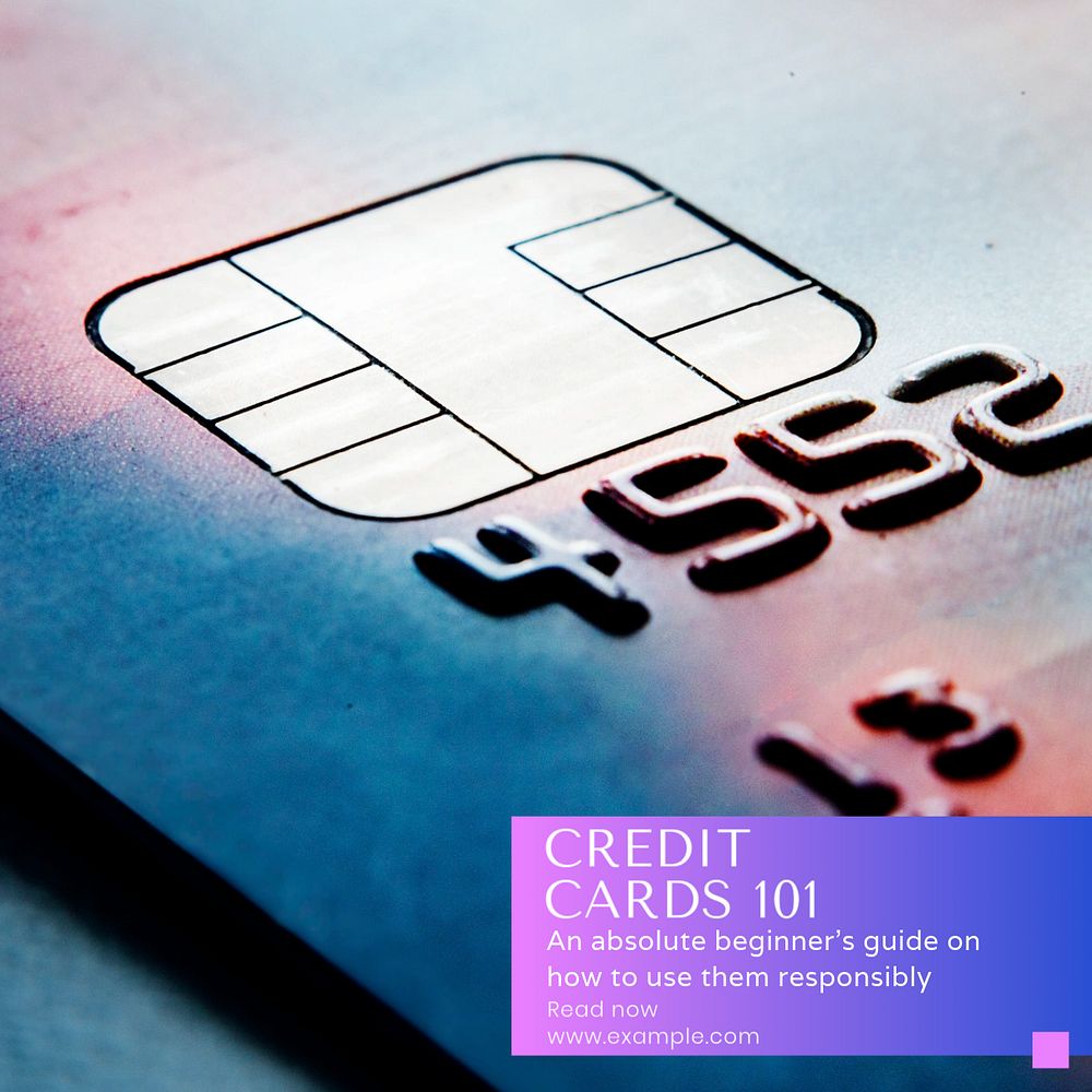 Credit card guide Instagram post template, editable text