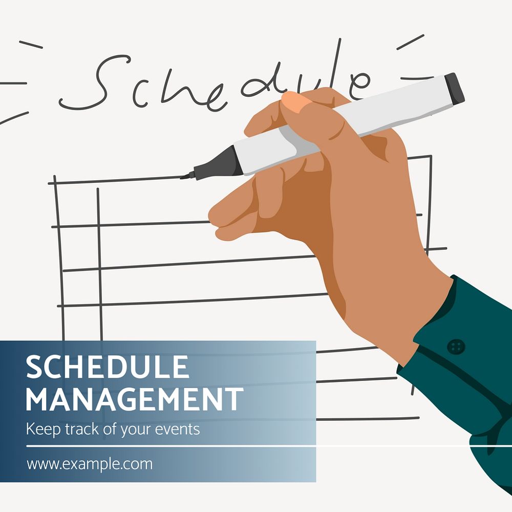 Schedule management Instagram post template, editable text