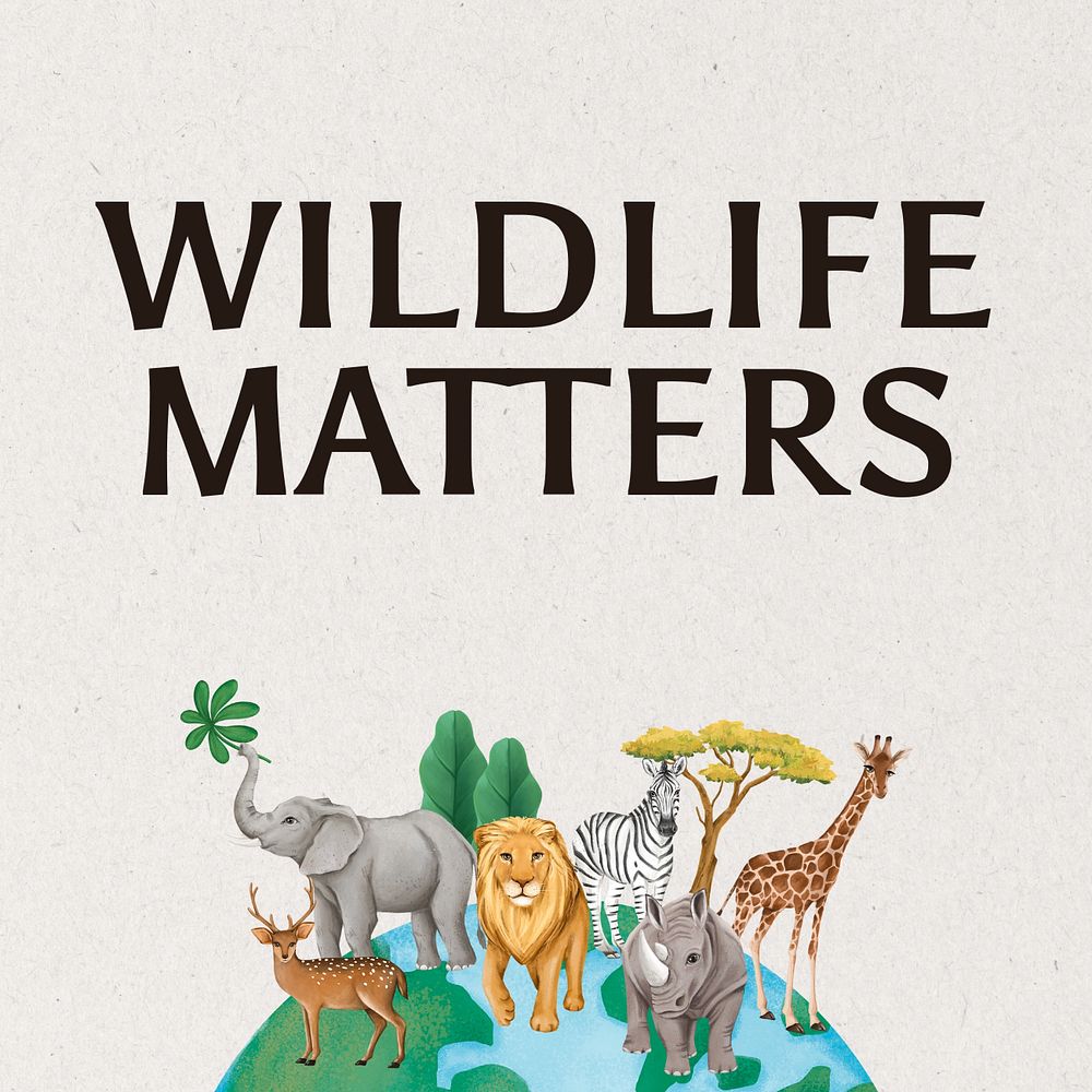 Wildlife matters Instagram post template, editable design