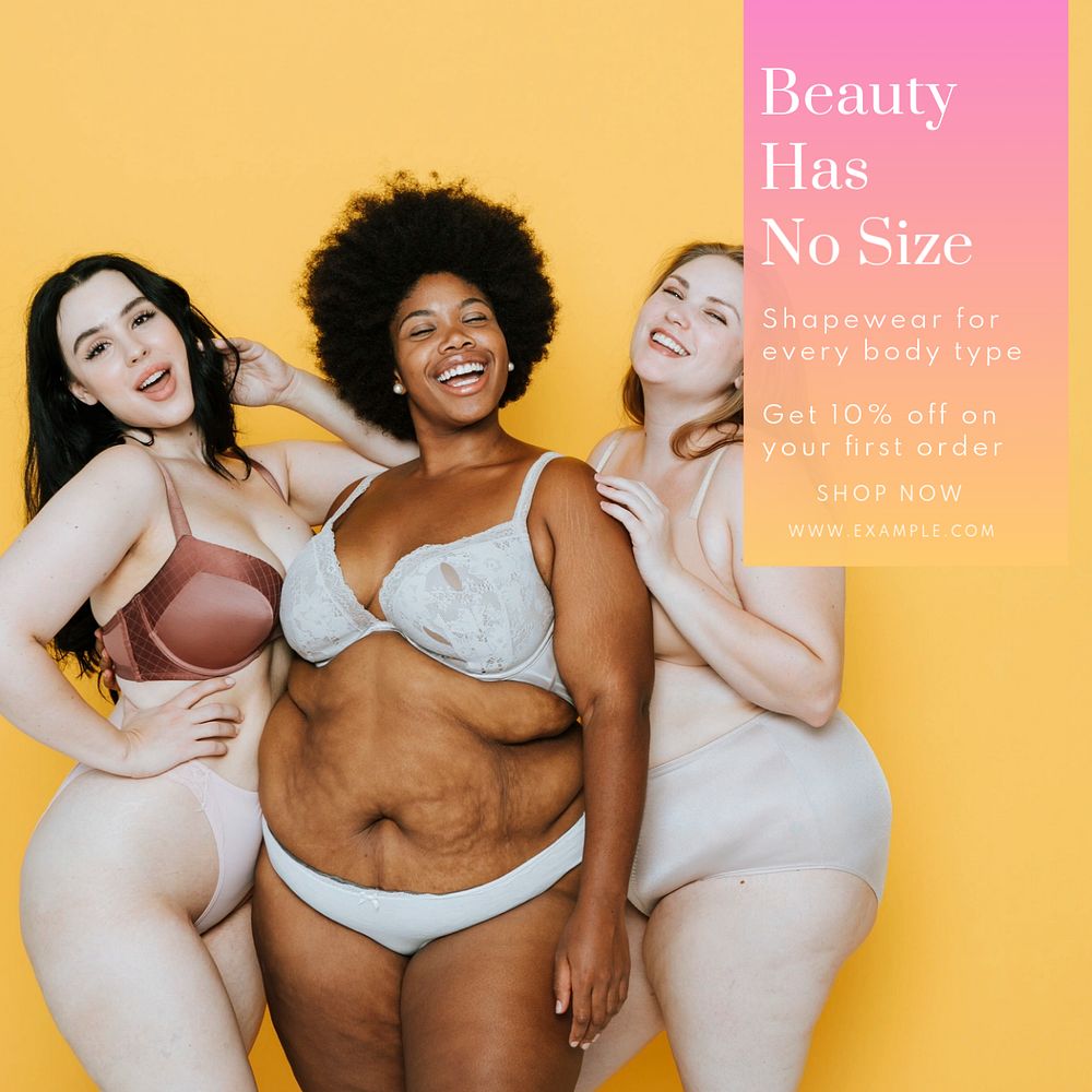 Body positivity Instagram post template, editable text