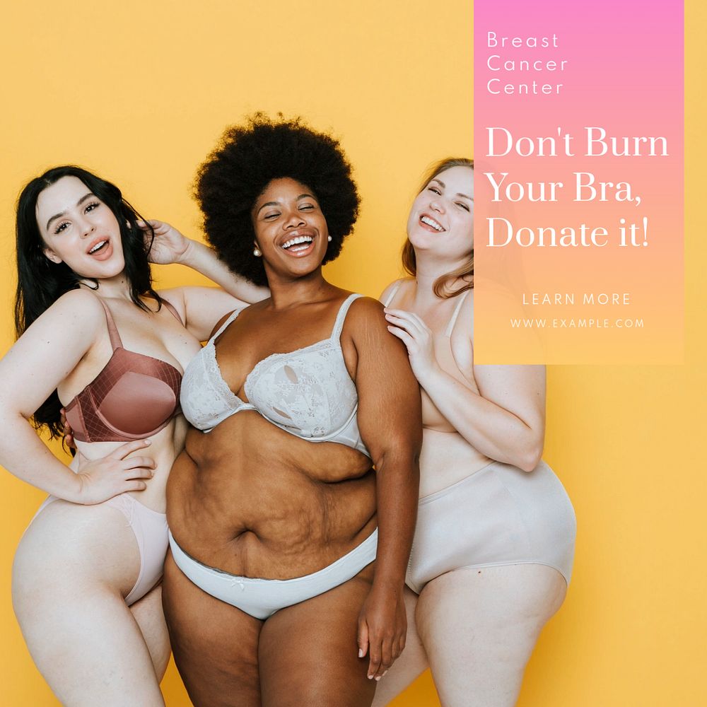 Bra donation Instagram post template, editable text