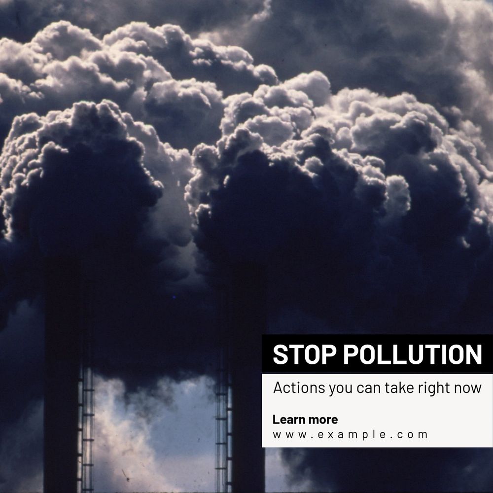 Stop pollution Instagram post template, editable text