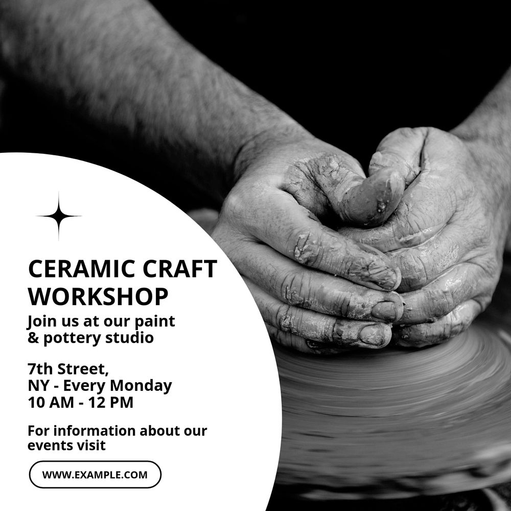 Ceramic craft workshop Instagram post template, editable text